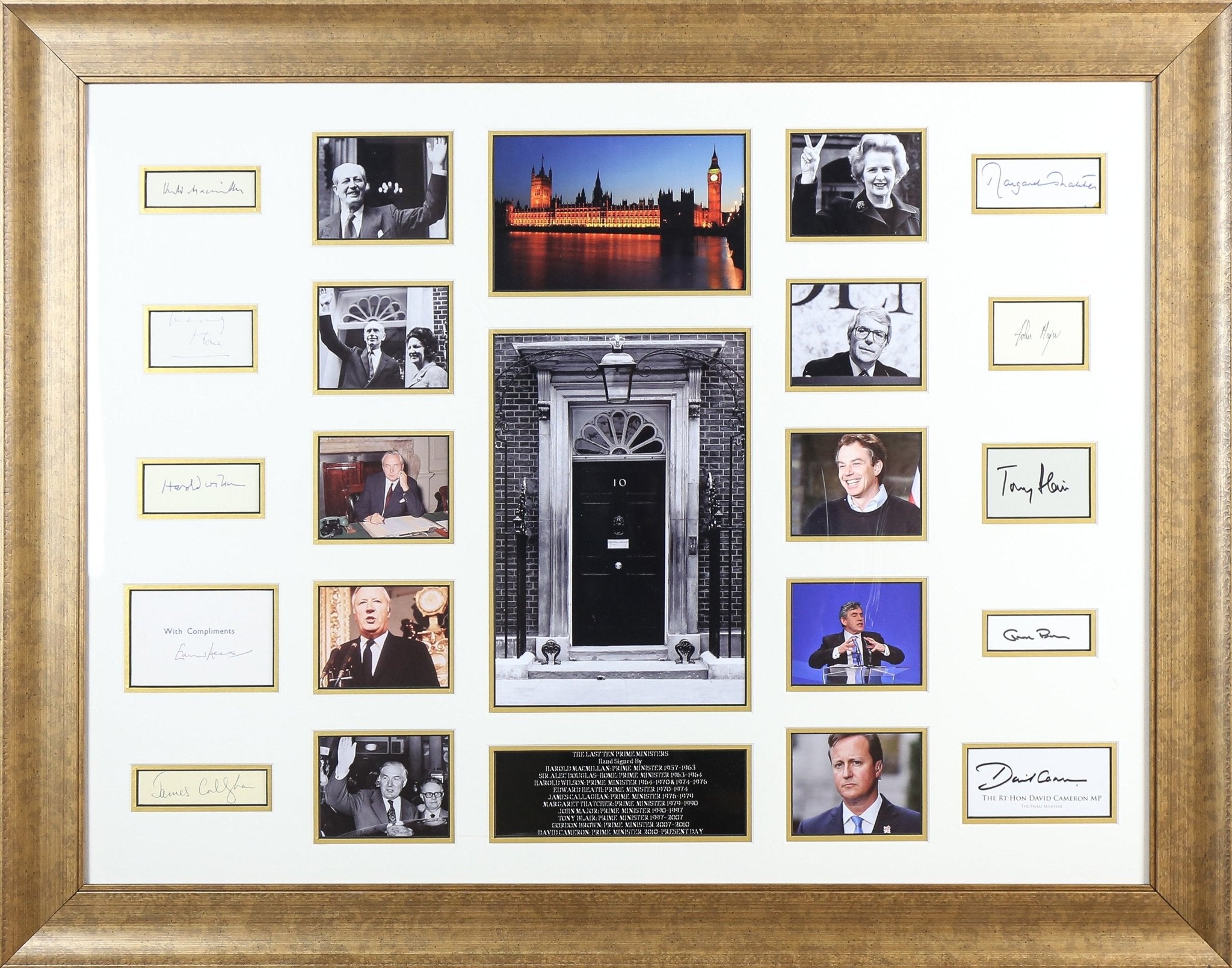 10 Signed Prime Ministers White card Framed Display - Memorabilia Framers Shop